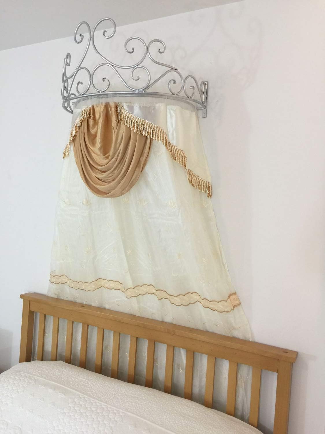 OctoRose – Dosel de pared de metal, corona antigua con varillas y accesorios, para colocar sobre camas o ventanas, paneles de cortinas no incluidos,