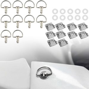 Sujetadores de liberación rápida de 14 de giro, paquete de 10 sujetadores de carreras de motocicleta de liberación rápida con anillo en D (plateado, Sujetadores de liberación rápida de 14 de giro, paquete de 10 sujetadores de carreras de motocicleta de liberación rápida con anillo en D (plateado,