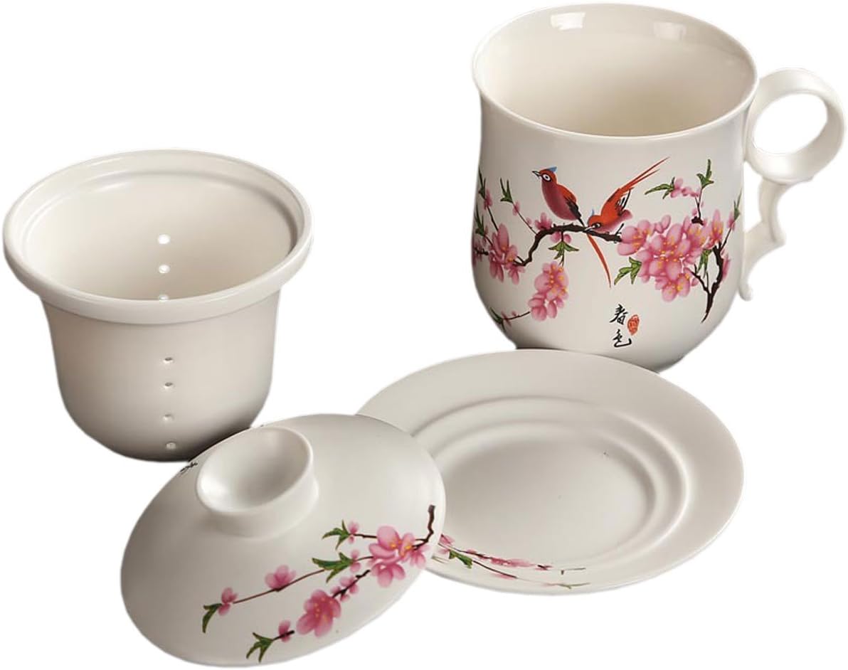 BandTie Práctico sistema de preparación de té de hojas sueltas para oficina de viaje, infusor chino de porcelana azul y blanca de Jingdezhen, juego
