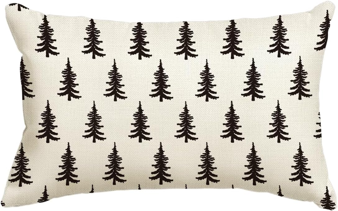 AVOIN colorlife Funda de almohada con diseño de árboles de Navidad, 12 x 20 pulgadas, decoración para sofá y vacaciones de invierno