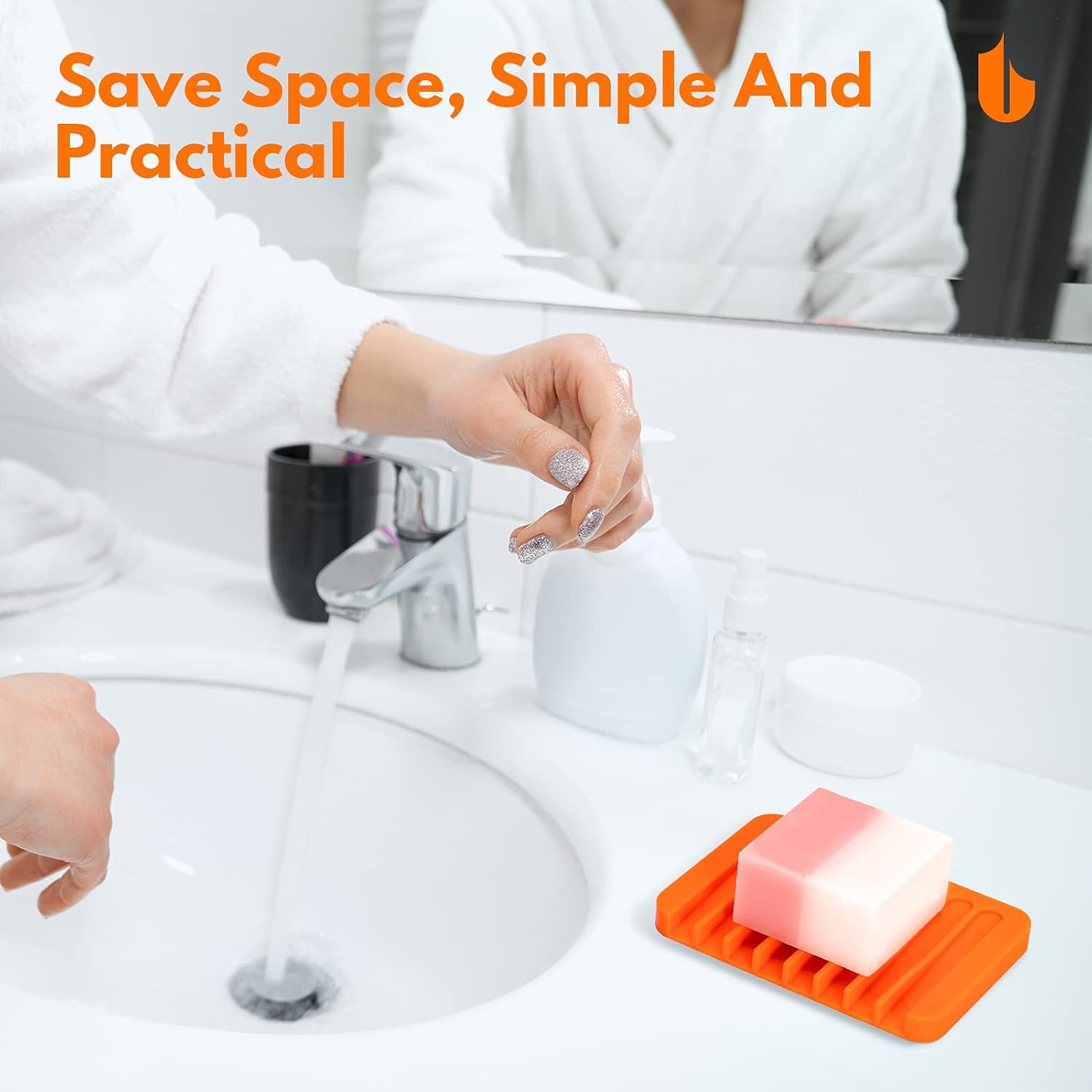 Urbanstrive Jabonera para ducha, cascada, jabonera para baño, cocina, encimera, silicona flexible, mantiene las barras de jabón secas, fácil