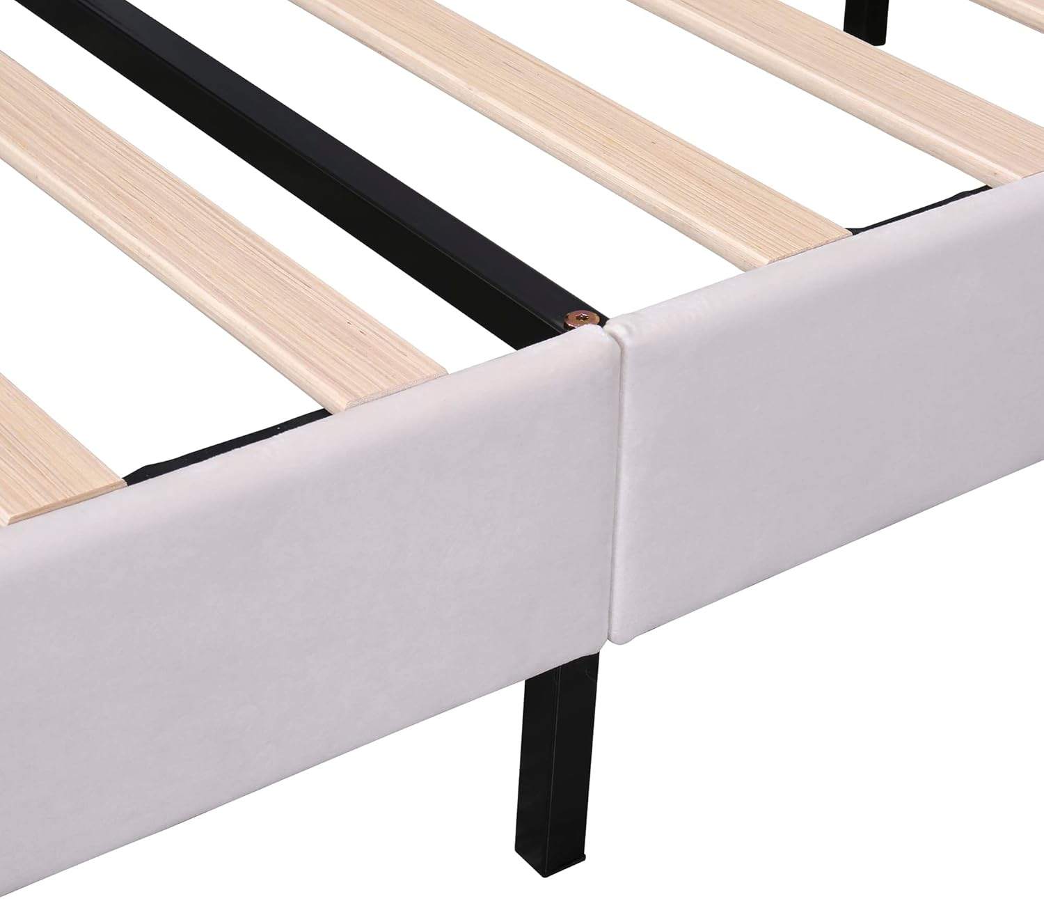 Merax Cama de plataforma tapizada tamaño Queen con marco de madera con patrón de flores cabecera de terciopelo para dormitorio, niños, niñas y