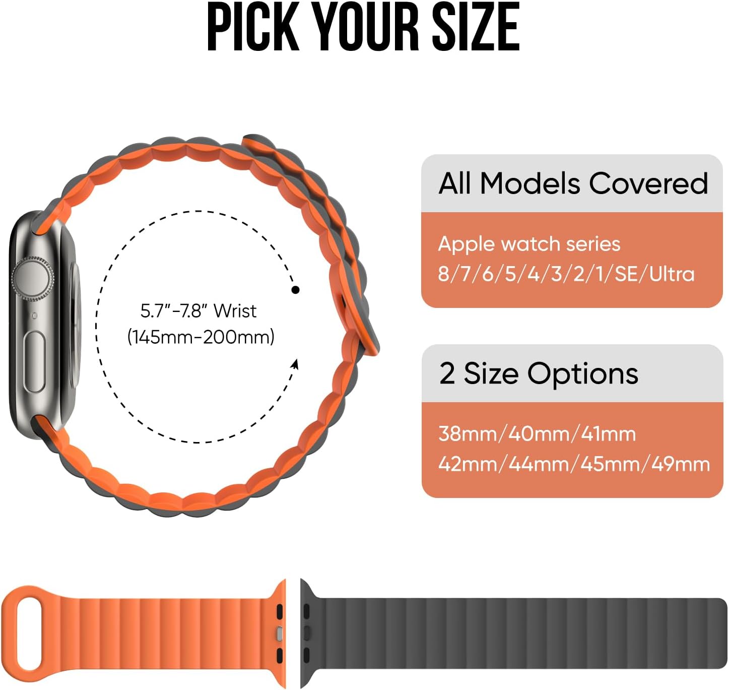 Correas deportivas magnéticas para Apple Watch Ultra Band 1.929 in 1.772 in 1.732 in 1.614 in 1.575 in 1.496 in 1.654 in, correa de repuesto de