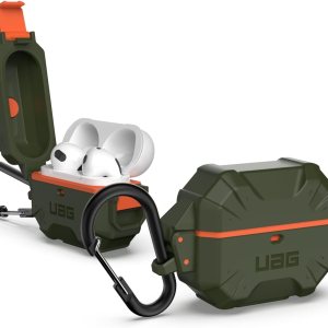 URBAN ARMOR GEAR UAG – Funda protectora duradera y suave al tacto diseñada para AirPod, color verde y naranja (3 generación, 2021) con mosquetón URBAN ARMOR GEAR UAG – Funda protectora duradera y suave al tacto diseñada para AirPod, color verde y naranja (3 generación, 2021) con mosquetón