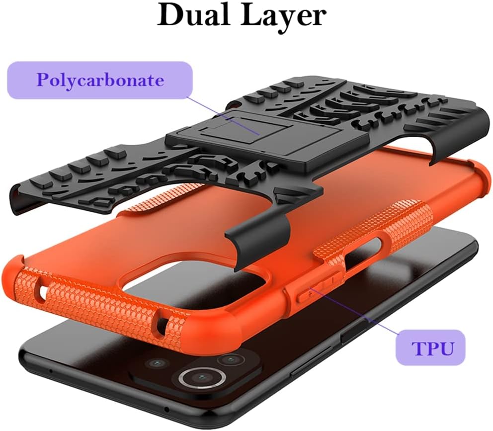 Para Mi 11 Lite11 Lite 5G NE11 Youth Case con protector de pantalla de vidrio templado, con soporte duro PC cubierta trasera TPU suave doble capa