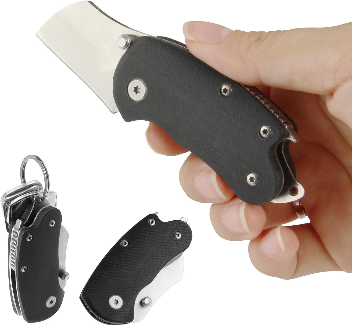 Cuchillo de bolsillo plegable pequeño, mango G10, pequeño cuchillo EDC de hoja de 1.8 pulgadas con abrebotellas, herramienta EDC perfecta para
