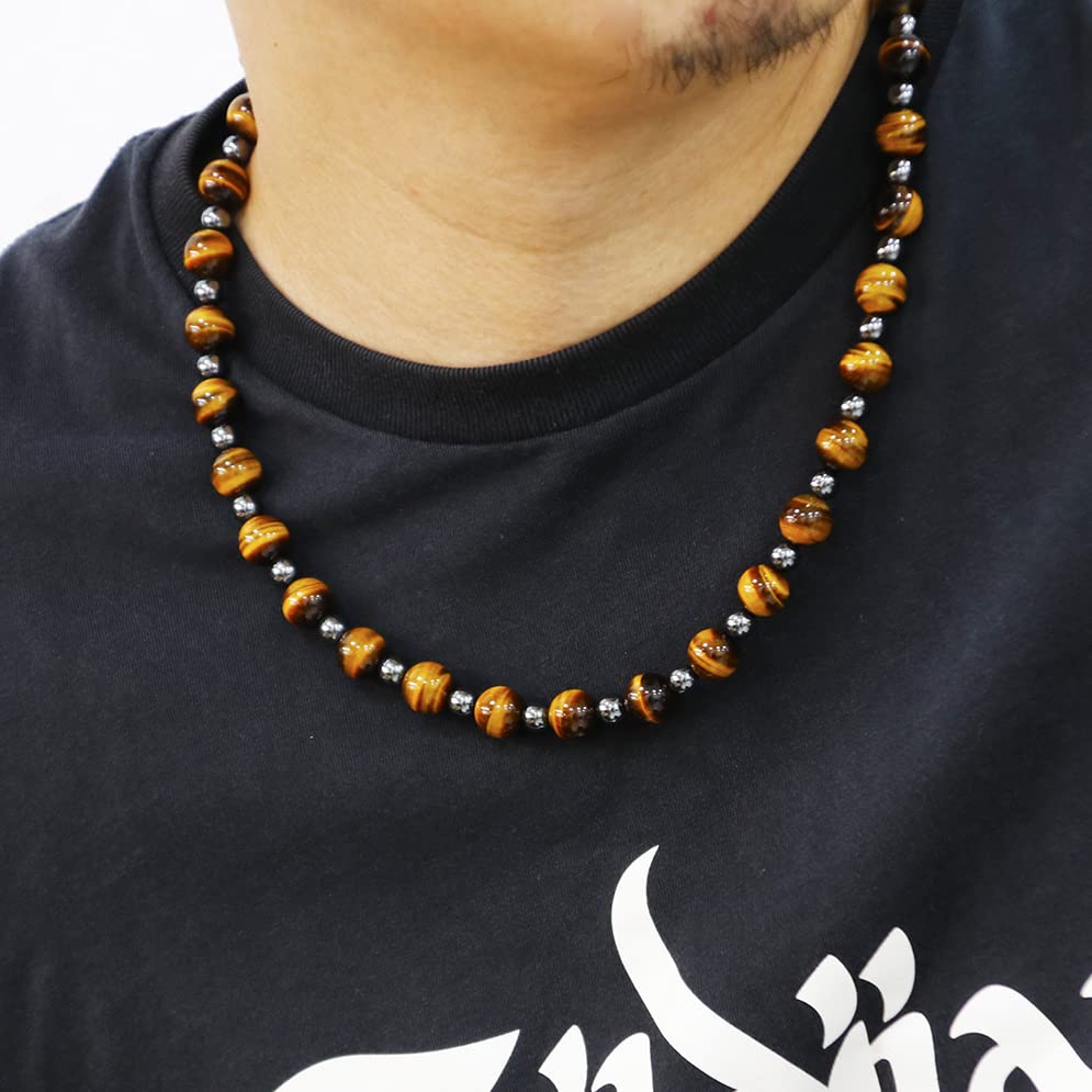 Healing Crystal Black Obsidian Tiger Eye and Hematite Beads Necklace Triple Protection Necklace for Men Women