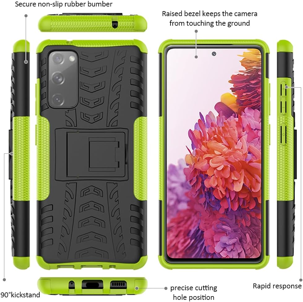 for Samsung Galaxy S20 FE 5G Case with HD Screen Protector, Dual Layer 16 FT Military Grade Drop Protection Magnetic Ring Holder Kickstand