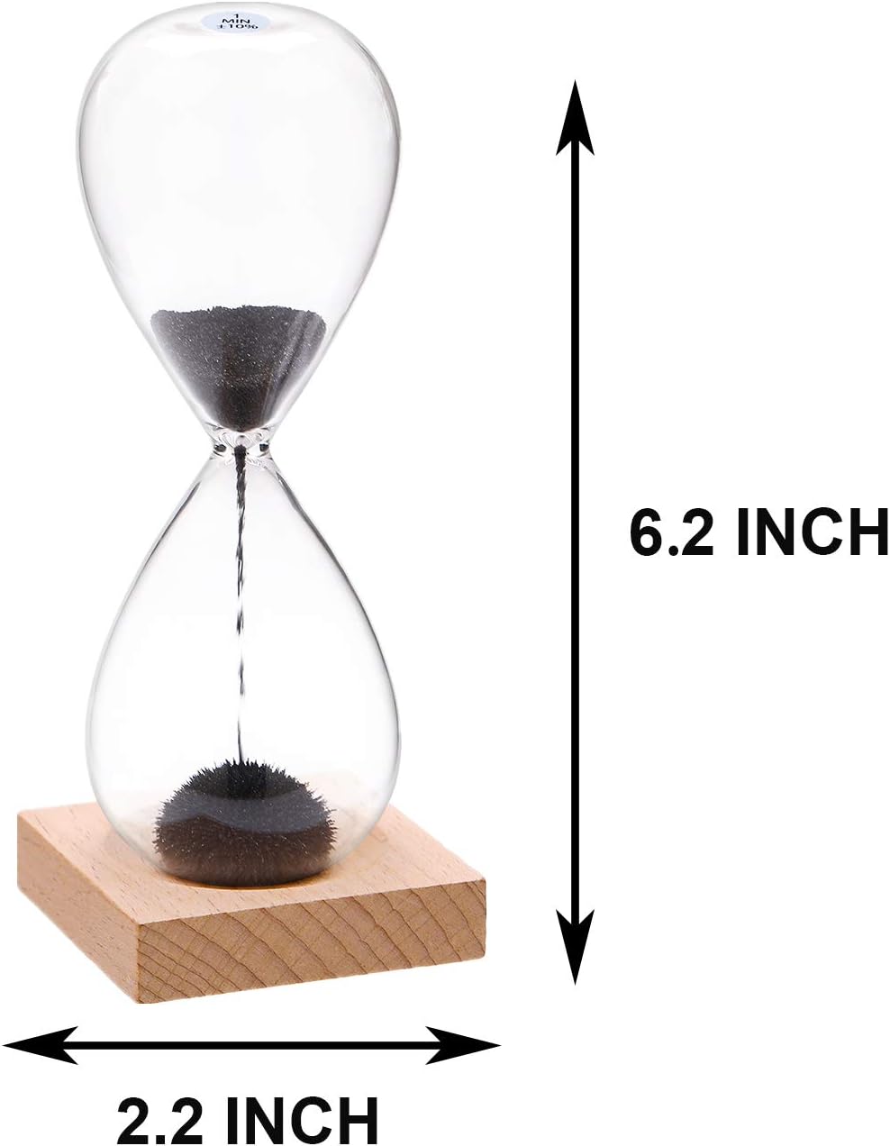 YLTIMER Reloj de arena magnético temporizador de arena 2 minutos reloj de arena grande con imán negro hierro polvo y base de madera, reloj de arena