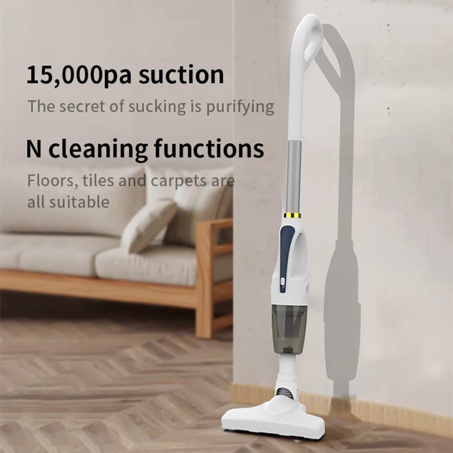 Cordless Stick Vacuum Cleaner with Multiple Nozzle – 3.7V Wireless Multi-Function Household Vacuum Cleaner,120W High-Power Super Strong Suction,Long