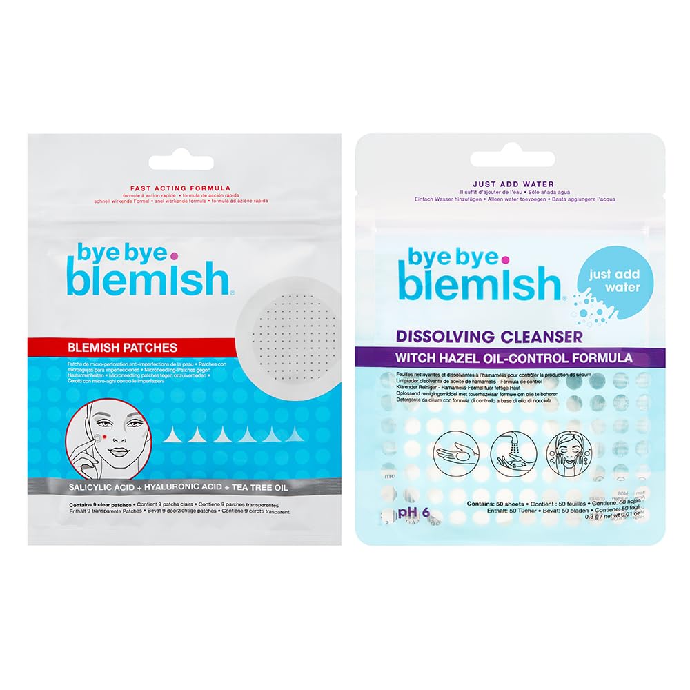 Bye Bye Blemish Parches de manchas y limpiador disolvente fórmula de control de aceite de hamamelis