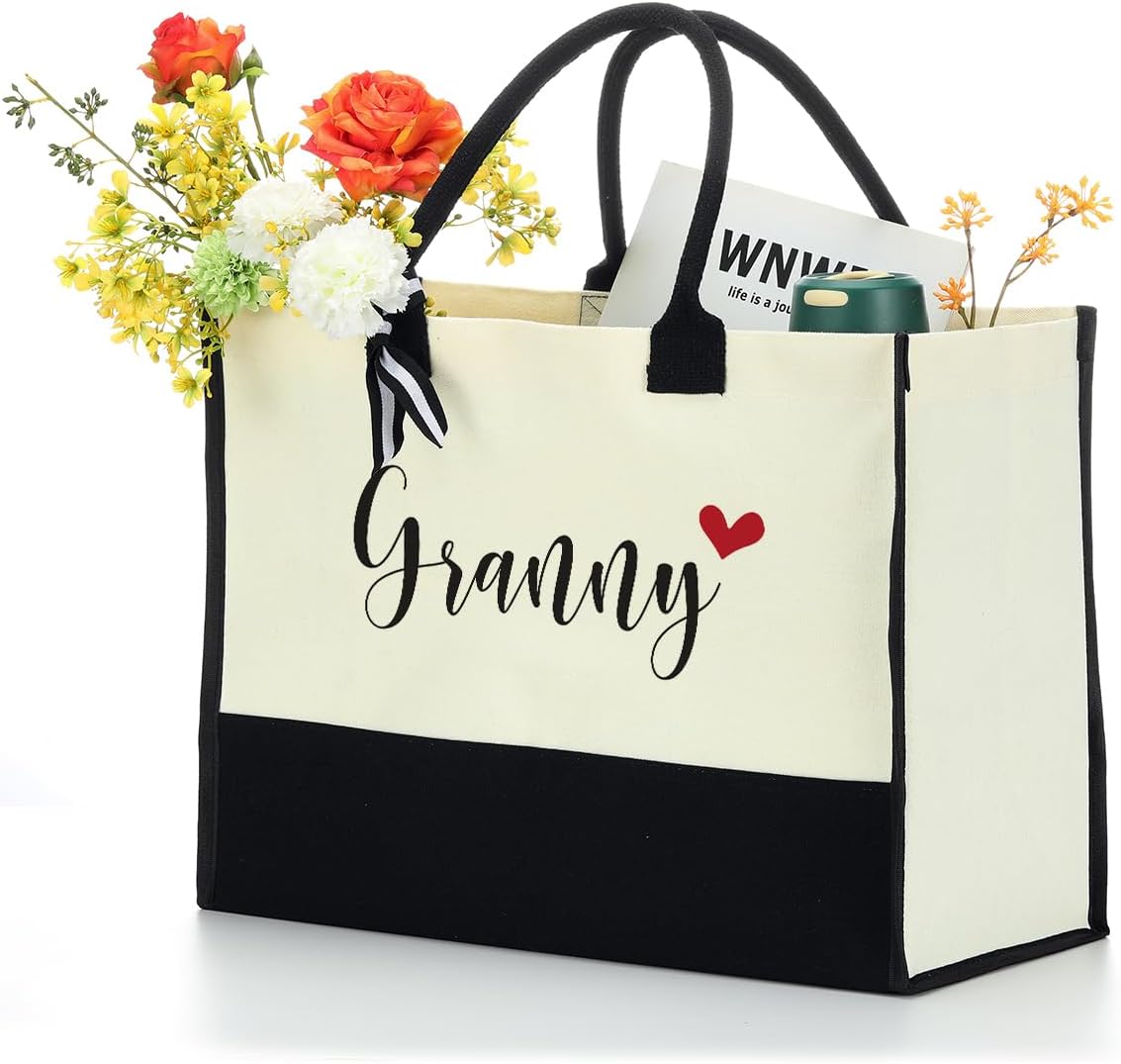 Noun – Bolsa de playa personalizada para mujer, bolsa de lona impermeable, regalos inspiradores para niñera, abuela