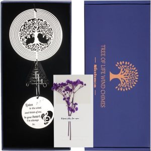 Nicelemon Campanillas de viento conmemorativas para exteriores con árbol de la vida, campanillas de viento de condolencias por pérdida de un ser Nicelemon Campanillas de viento conmemorativas para exteriores con árbol de la vida, campanillas de viento de condolencias por pérdida de un ser