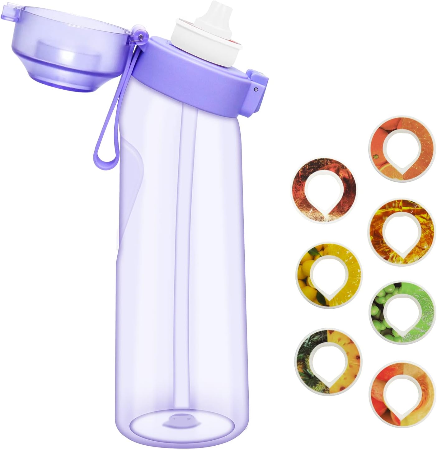 Botella de agua con cápsulas de sabor de 21.9 onzas  22.0 fl oz, botella de agua con fragancia de fruta, botella de agua reciclable deportiva para