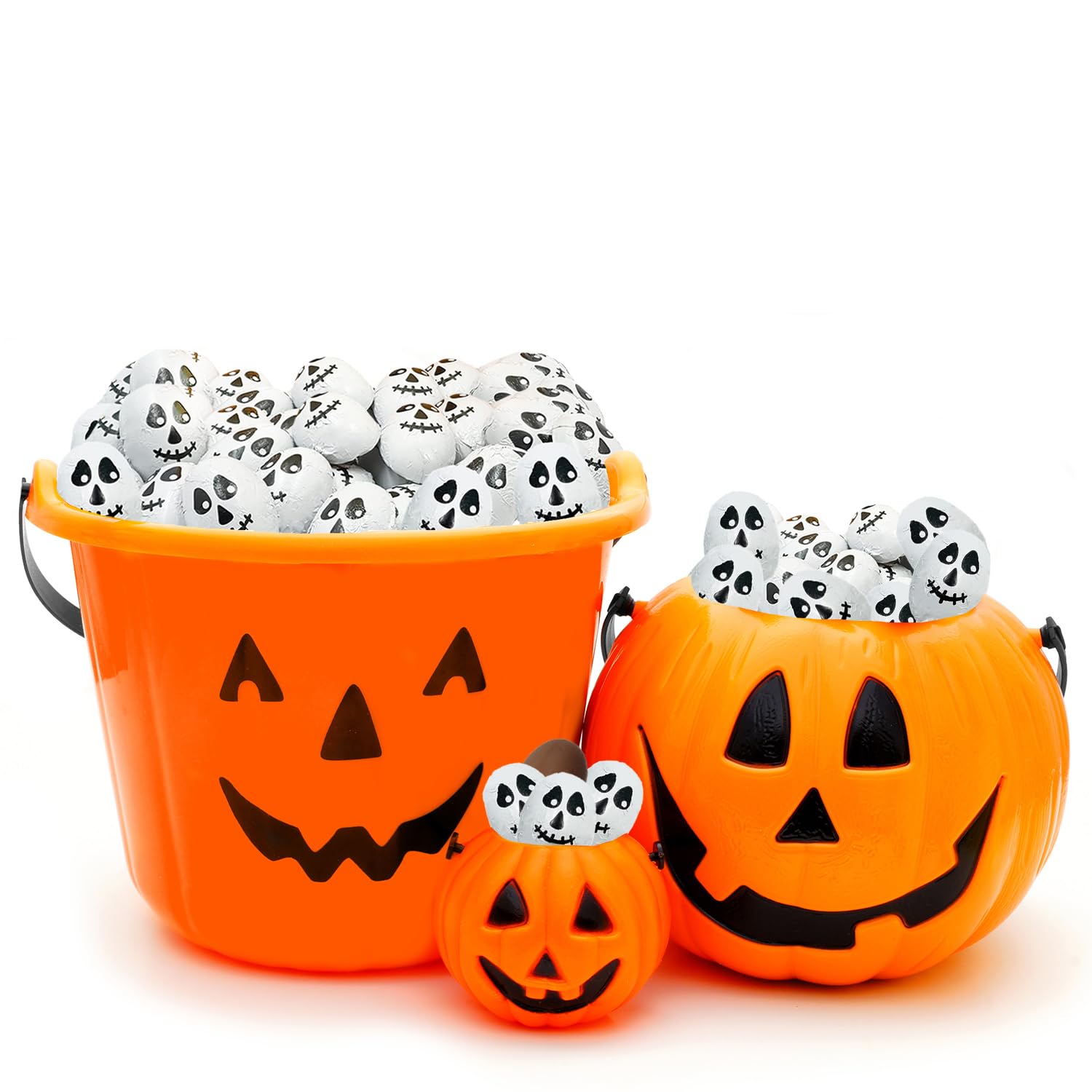 Surtidos de chocolate misterioso de Halloween, rellenos de bolsas de fiesta de truco o trato, láminas espeluznantes de diseño de Halloween, lácteos