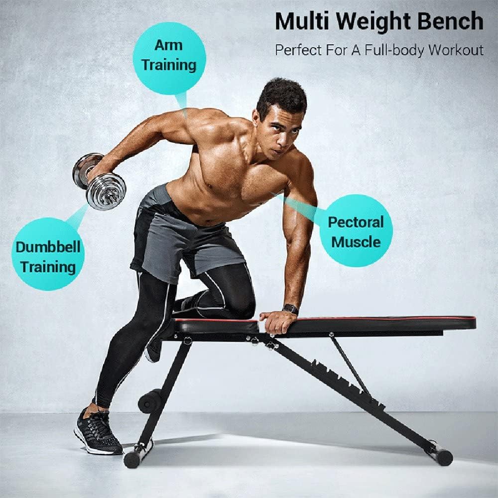 Banco de pesas, banco de entrenamiento de fuerza ajustable para entrenamiento de cuerpo completo, plegado rápido, inclinacióndeclinación, banco de