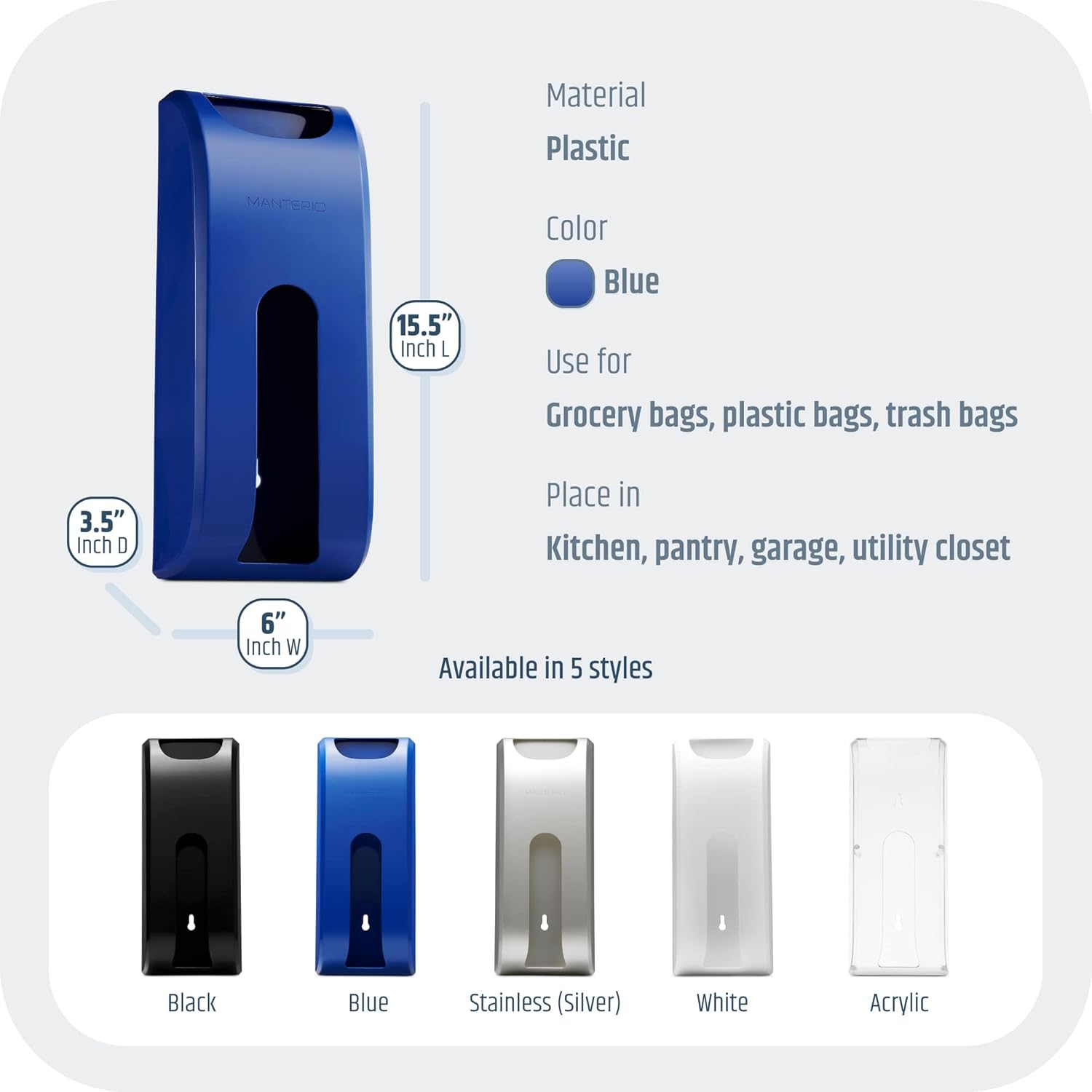 Soporte para bolsas de plástico  Organizador de almacenamiento de bolsa de comestibles de plástico duradero para montaje en pared  A prueba de