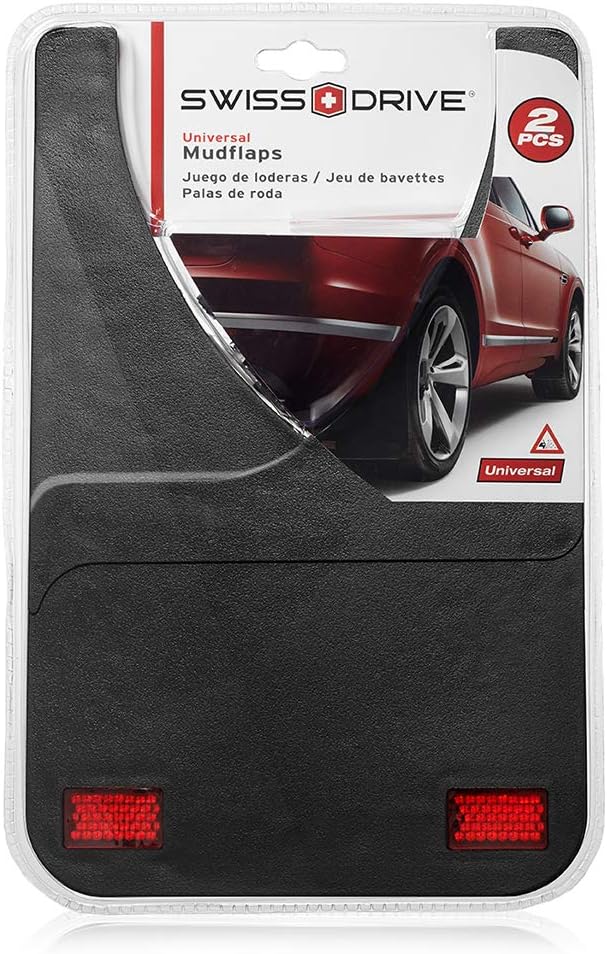 Swiss Drive – Aletas universales para barro, protectores de goma para automóviles, 2 aletas con tornillos de fijación, fáciles de instalar,