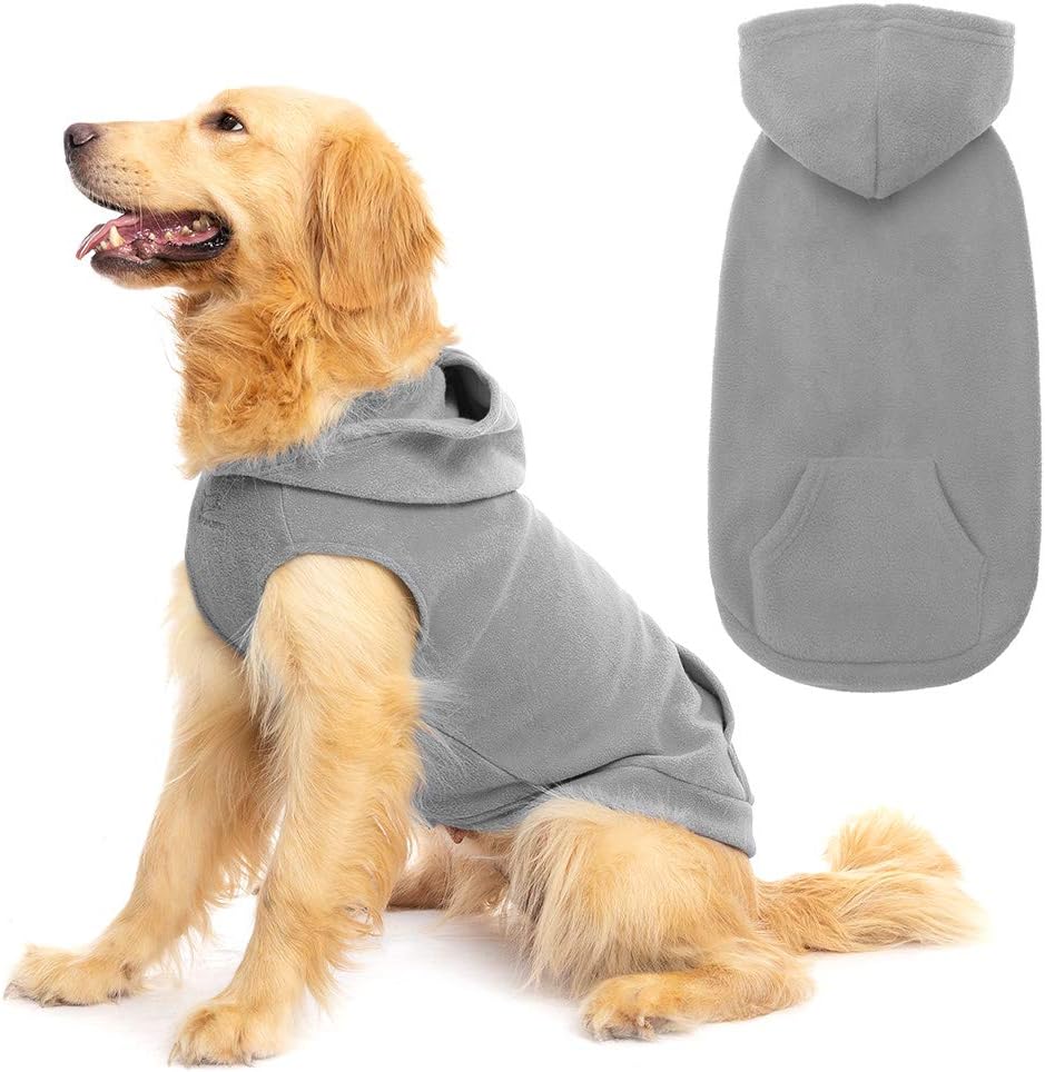 Sudaderas de polar para perros, con capucha, bolsillo, para clima frío, primavera, Chaleco, Sudadera con junta tórica, m, gris
