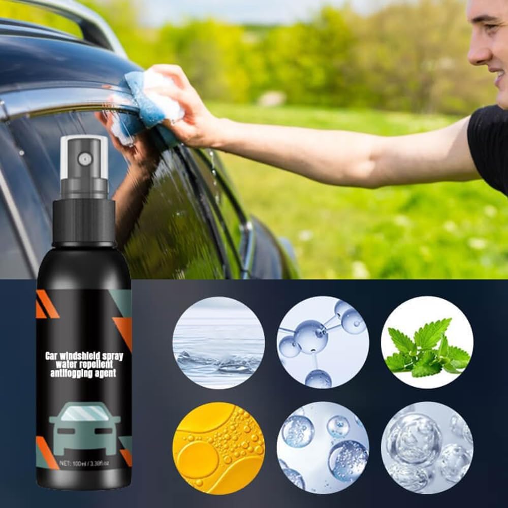Aerosol para parabrisas de automóvil, repelente al agua, agente antiempañamiento, antiempañamiento para parabrisas de automóvil, líquido limpiador
