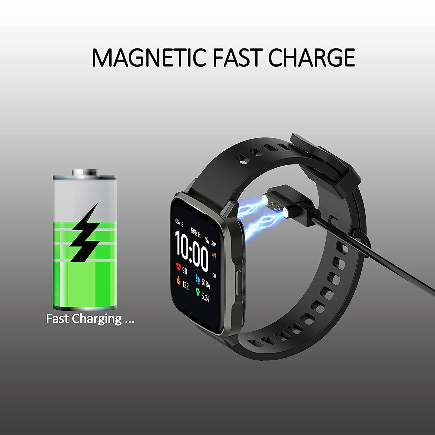 E ECSEM Cargador de repuesto para reloj inteligente ANDFZ T42, cable de carga magnético de 23.6 in, color negro, paquete de 2