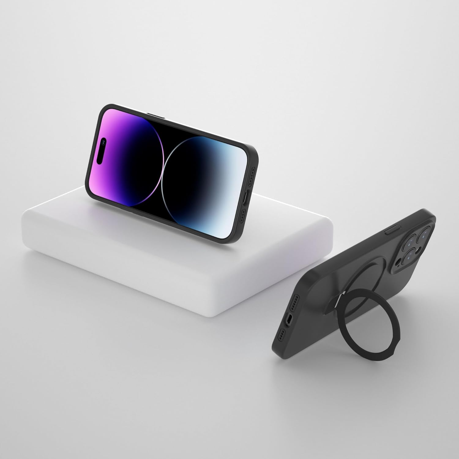 Funda de silicona para iPhone 12 Pro con soporte de anillo magnético, iPhone 12 Pro de 6.1 pulgadas para mujeres y hombres compatible con MagSafe