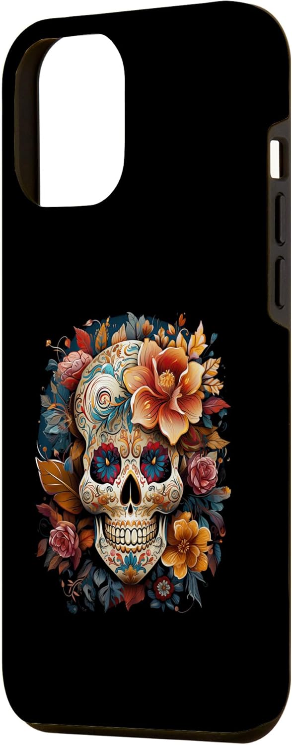 iPhone 13 Pro Max Floral Mexican Skull Day of the Dead Dia De Muertos Funda para mujer