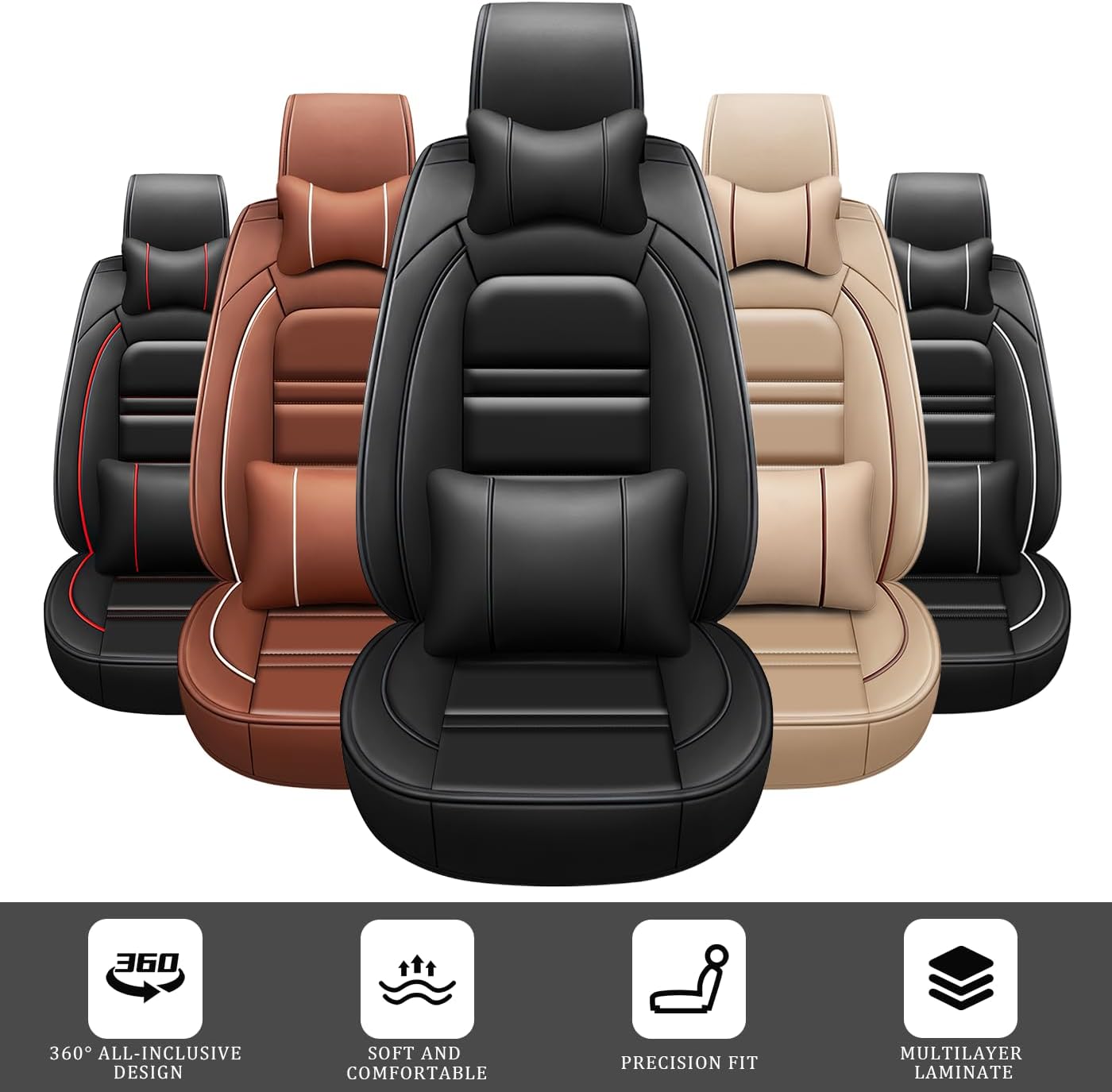 Fundas de asiento de automóvil para Dodge Charger 2006-2023, fundas de cuero de 5 asientos, fundas de asiento delantero y trasero, resistentes al