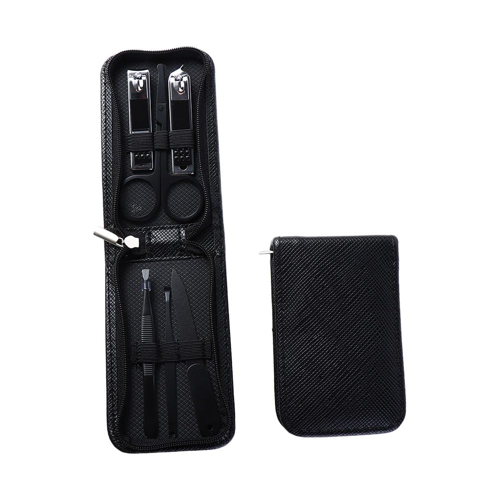 Juego de manicura de 4 piezas6 piezas, herramientas profesionales de uñas con estuche de viaje negro, bolsa con cremallera, tijeras de uñas, juego
