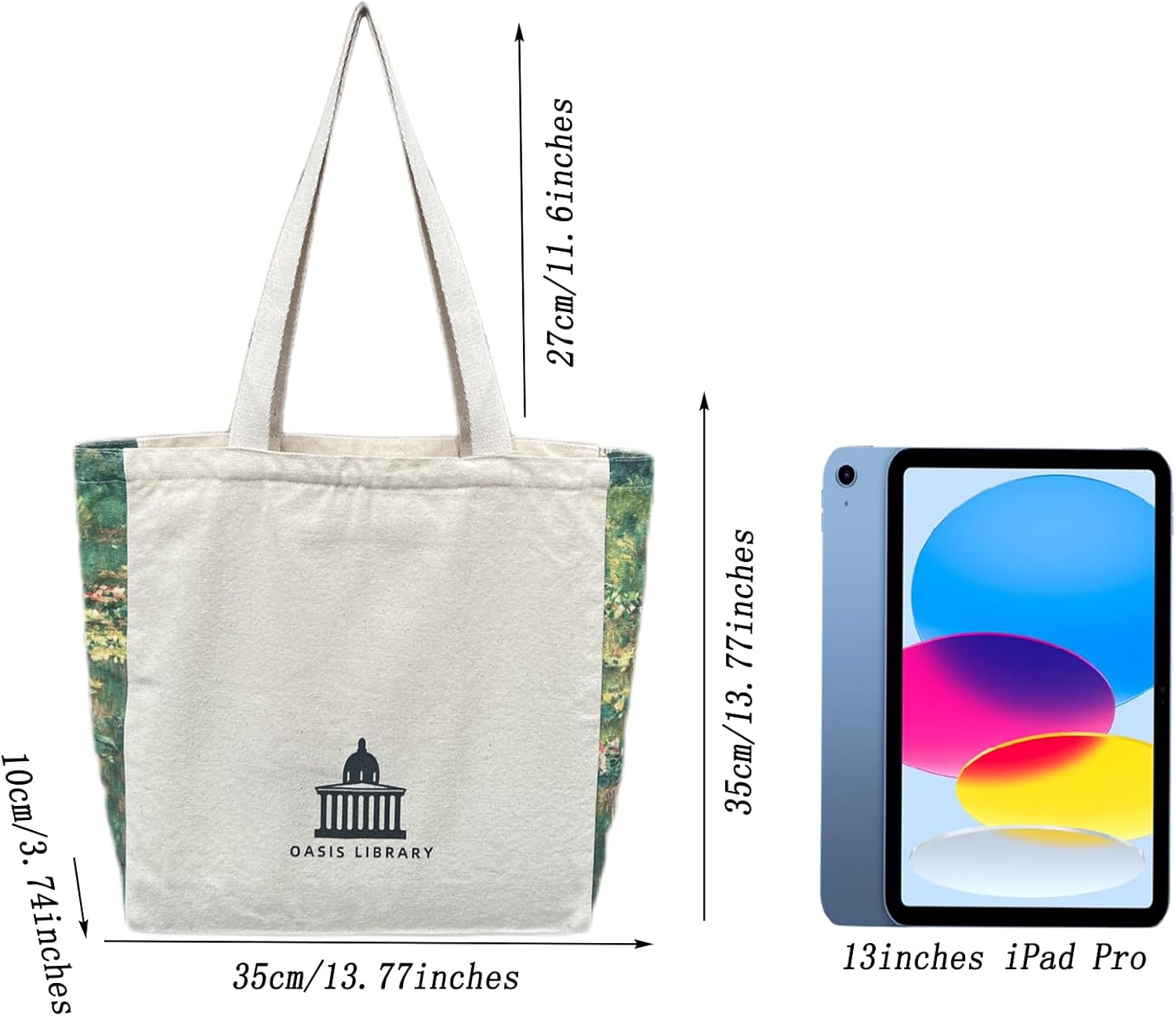 BROADREAM Bolso de lona con cremallera y bolsillo interior