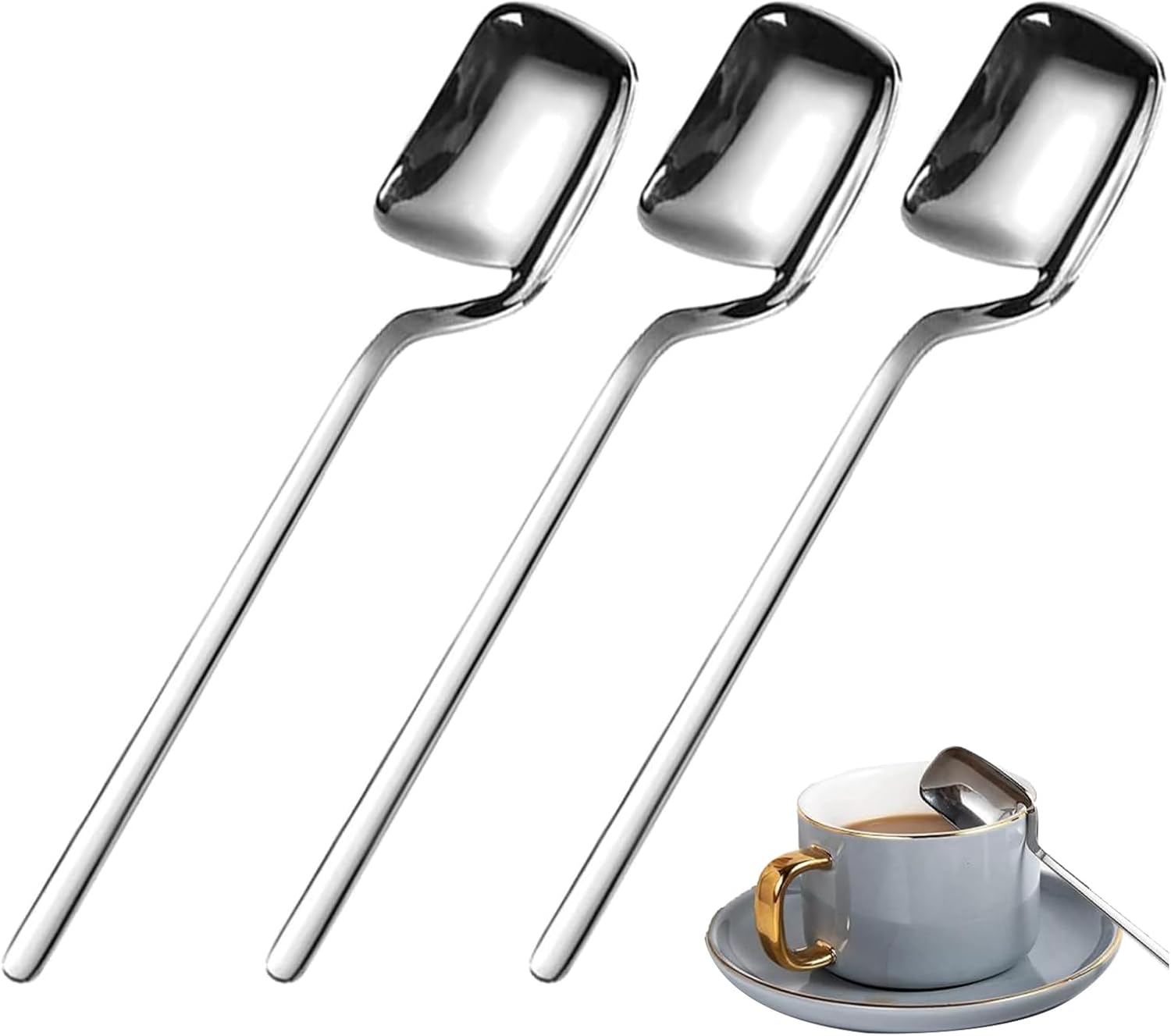 Paquete de 3 cucharas de café de 5.6 pulgadas en Demitasse de acero inoxidable 1810 y mini cucharas para degustar té de azúcar, helado, cucharas