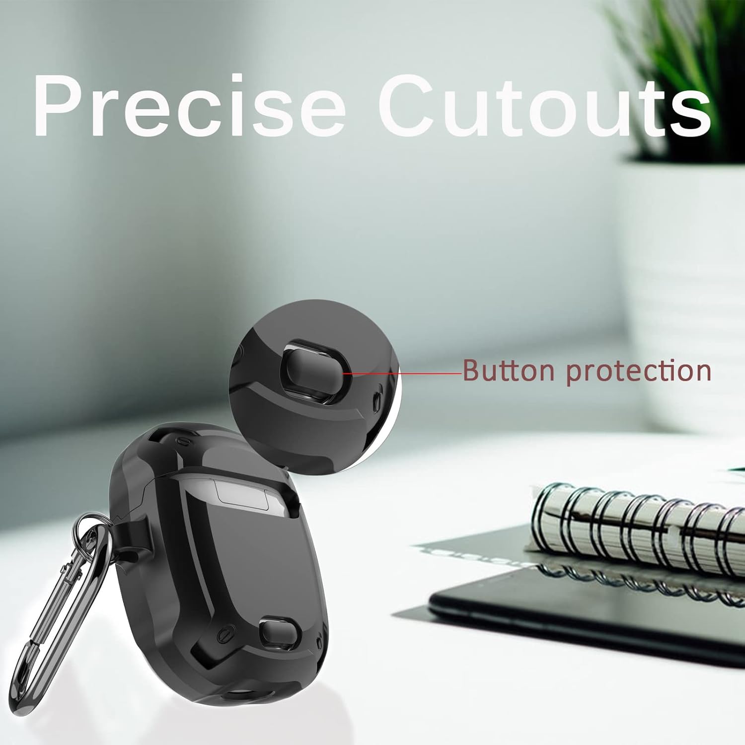 Miimall Funda compatible con Google Pixel Buds 2, bloqueo seguro, llavero antipérdida, LED frontal visible, funda resistente militar de cuerpo
