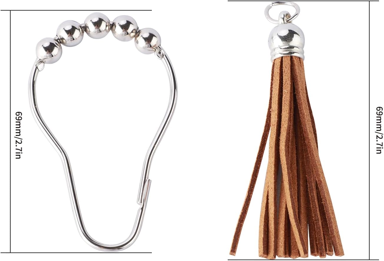 Anillos de cortina de ducha, 12 piezas de anillos de acero inoxidable, ganchos de ducha para barra de ducha de baño, juego de cortina de ducha