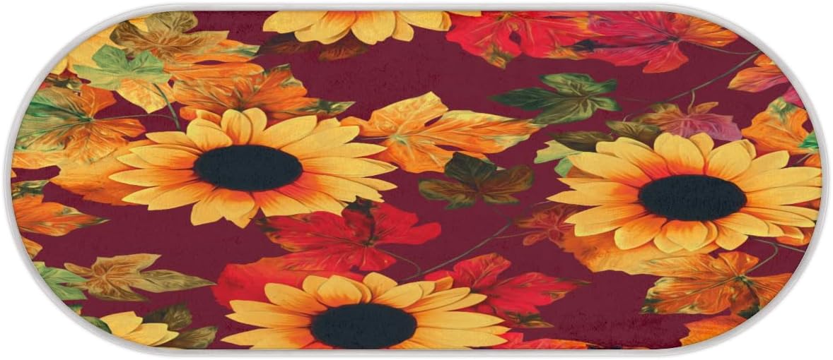 cfpolar Fall Maples Sunflower Bathroom Rugs Non-Slip Bath Rug Microfiber Bath Mat Absorbent Kitchen Mats and Rugs Machine Washable Oval Plush Floor