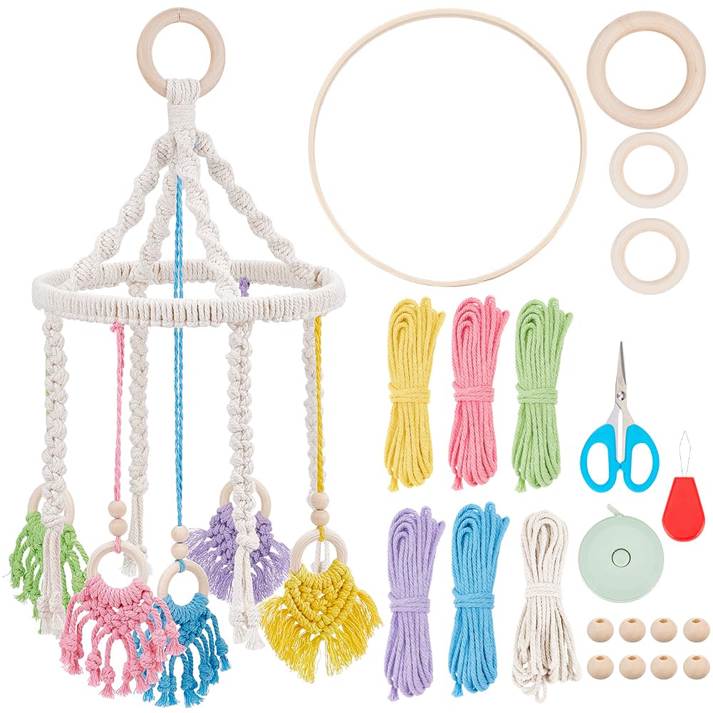 DIY Baby Mobile Colorful Macramé Baby Mobile Kit Cuna Mobiles para Bebés Cama de Bebé Campana de Viento DIY Baby Mobile para Cuna