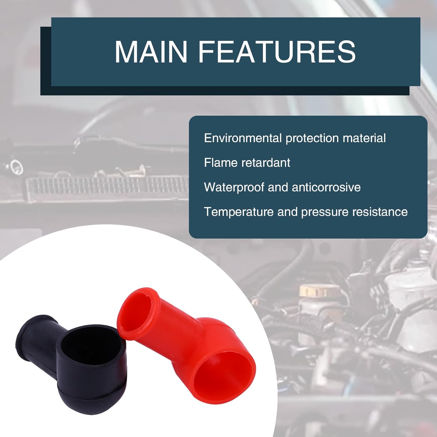 8 cubiertas para terminales de alimentación automotriz, cubiertas protectoras para terminales de cable de tubería de goma, accesorios de protección