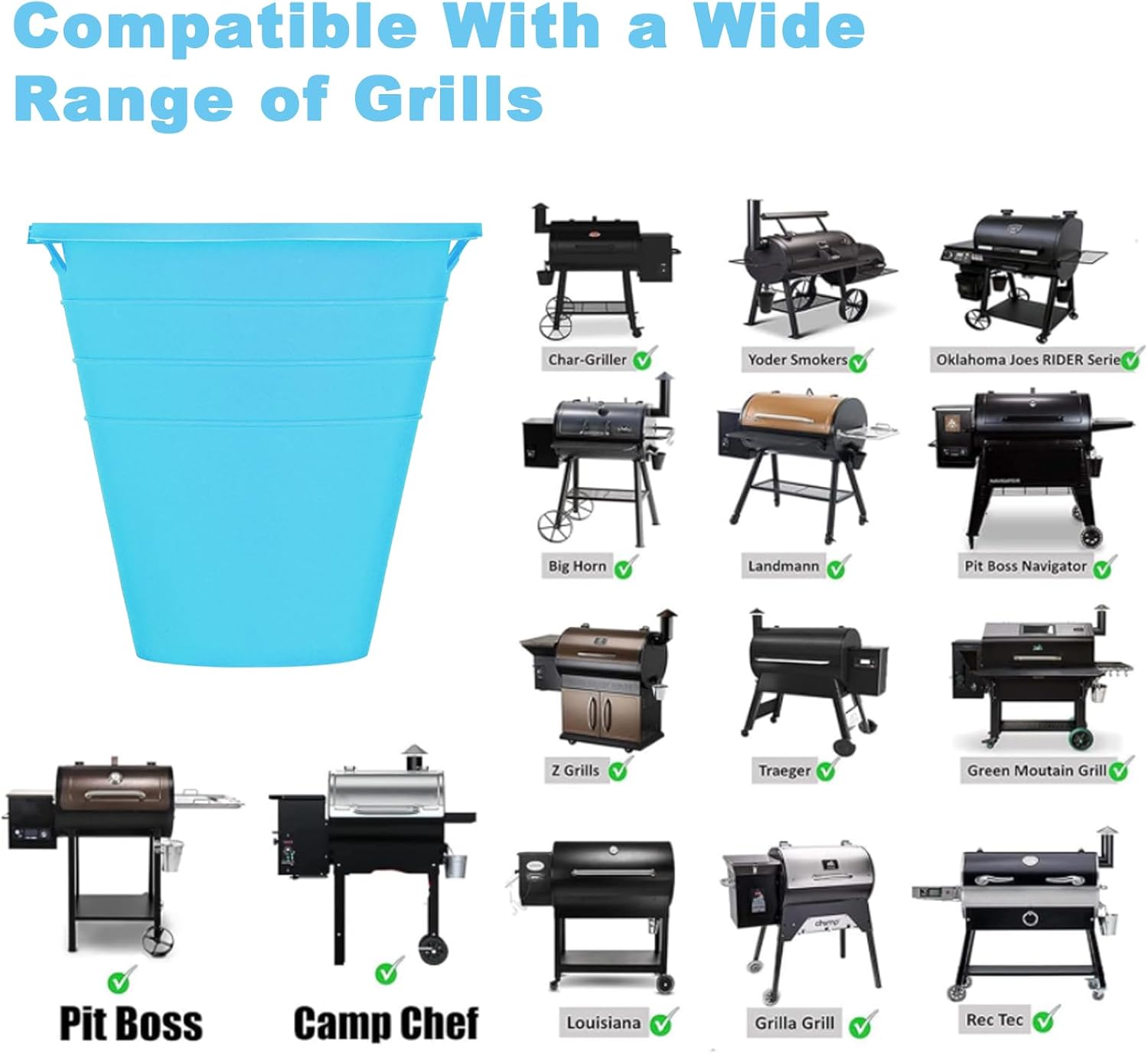 2 forros reutilizables de silicona para cubos de grasa compatibles con Traeger Pro Series 575780, 202234, Ironwood 650885 y Z Grills, Pit Boss,