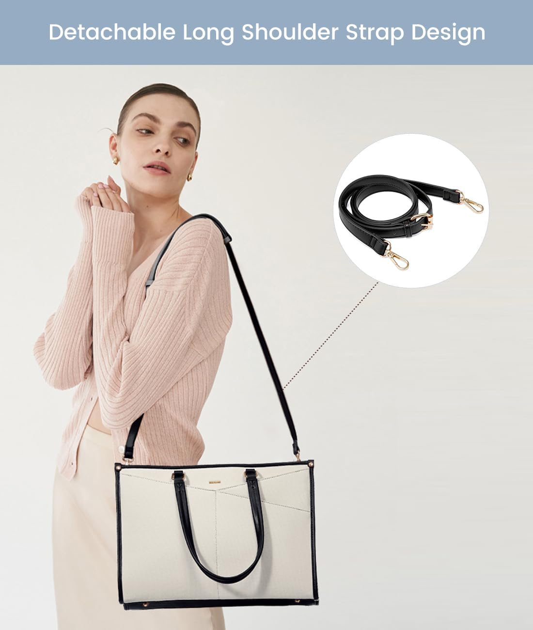 LOVEVOOK Laptop Bag for Women, 15.6 inch Laptop Tote Work Teacher Bags Cancas Computer Shoulder Bag 2pcs Set