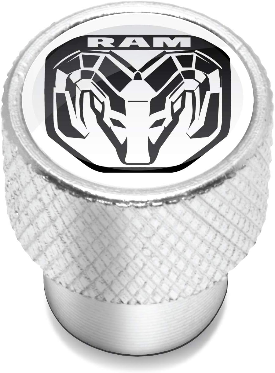 Para el logotipo de RAM 2019 en blanco sobre tapas de vástago de válvula de neumático de aluminio plateado brillante