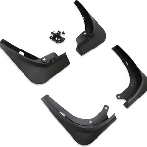 IKON MOTORSPORTS, Protector contra salpicaduras compatible con Tesla Model 3 2017-2023, negro mate, aletas de barro de polipropileno delanteras y IKON MOTORSPORTS, Protector contra salpicaduras compatible con Tesla Model 3 2017-2023, negro mate, aletas de barro de polipropileno delanteras y