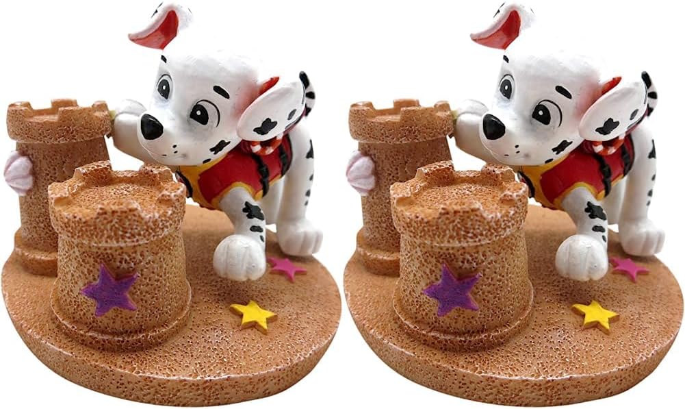 Penn-Plax Adorno de acuario de Paw Patrol con licencia oficial  Marshall  Tamaño pequeño (paquete de 2)