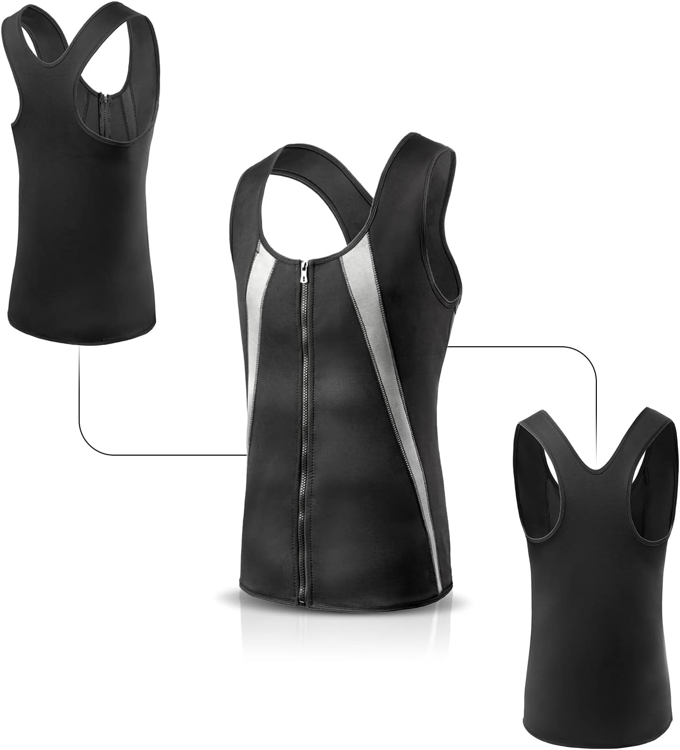 Traje de sauna para hombres, trajes deportivos para pérdida de peso, chaleco de entrenamiento de gimnasio con cremallera, chalecos de entrenamiento