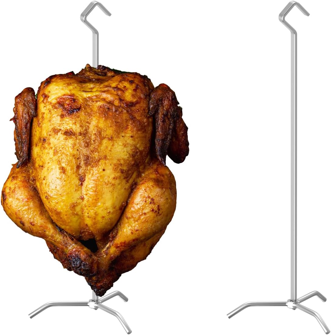 Percha de pavo mejorada, kit de accesorios de brocheta vertical para Oklahoma Joe’s, ahumador de huevos verdes, estante extraíble para parrilla de
