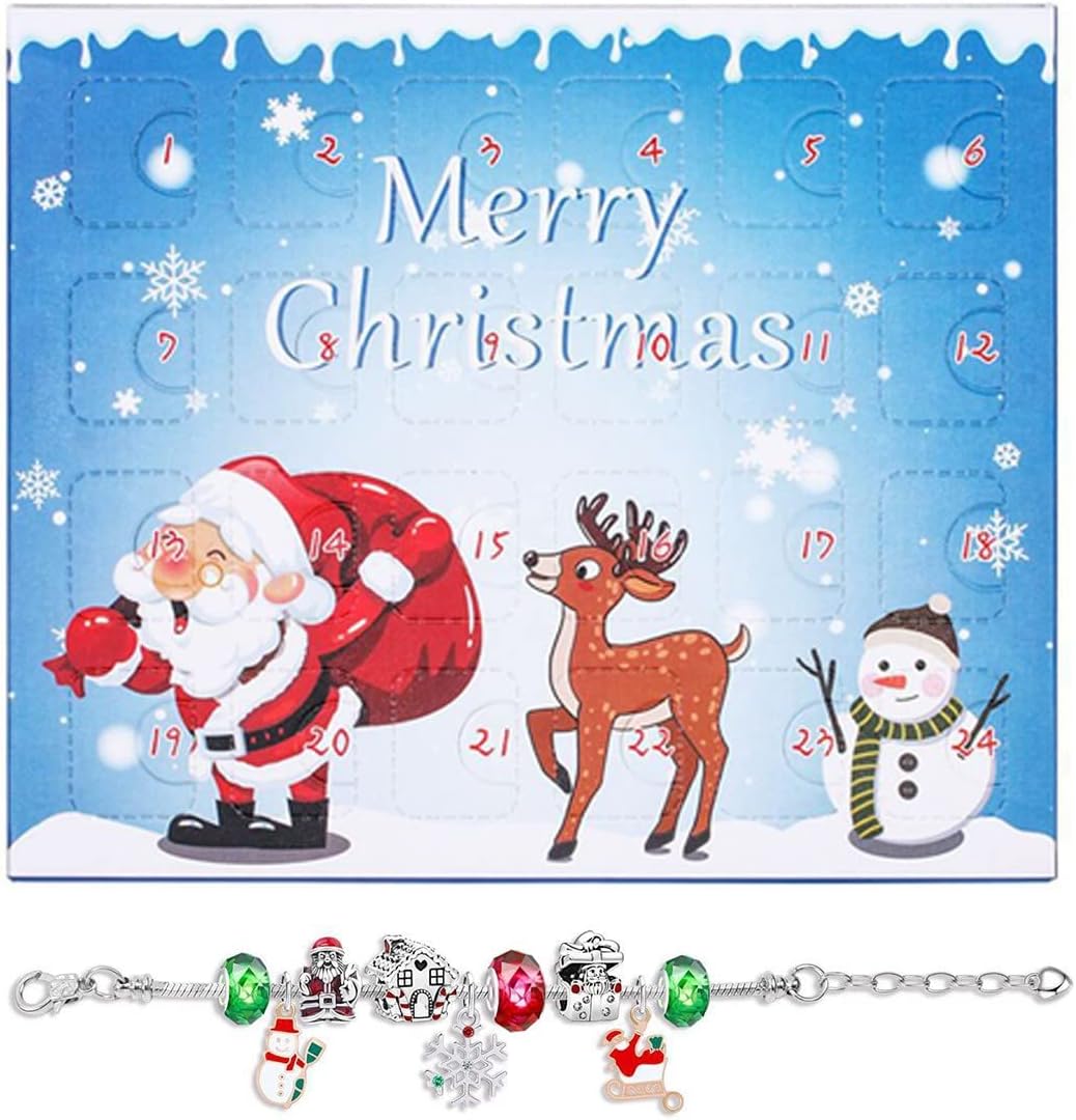 Countdown Day – Caja de pulsera para niños de Papá Noel, juego de bricolaje con la llegada de las vacaciones, caja de regalo, calendario de pared de