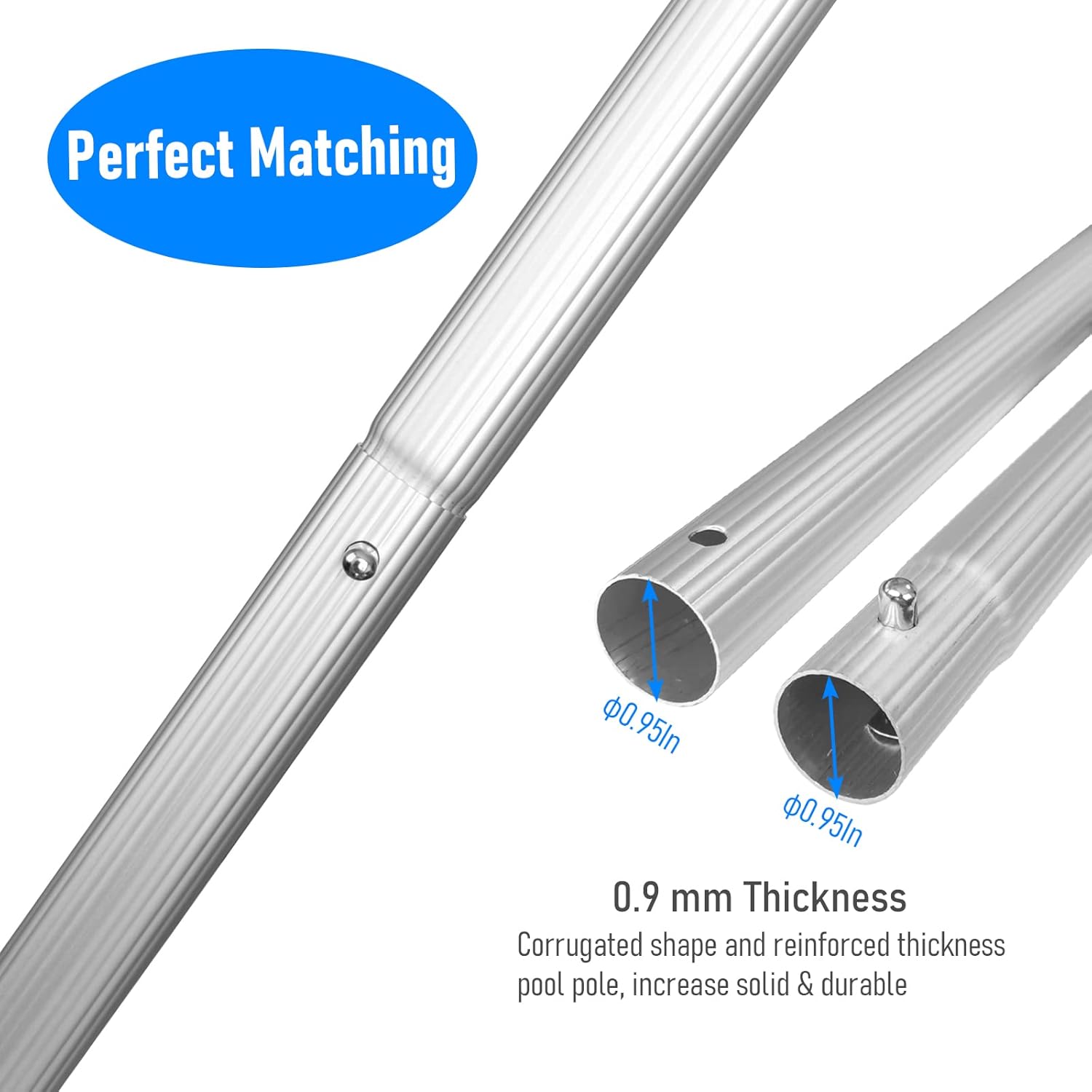 Red de desnatador de hojas para piscina, con 5 secciones telescópica de aluminio y malla fina de nailon, herramienta de limpieza de piscina para