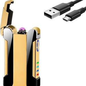 YOZWOO Encendedor de plasma de doble arco recargable, encendedor eléctrico USB, encendedor de proyección fría, resistente al viento, encendedor de YOZWOO Encendedor de plasma de doble arco recargable, encendedor eléctrico USB, encendedor de proyección fría, resistente al viento, encendedor de