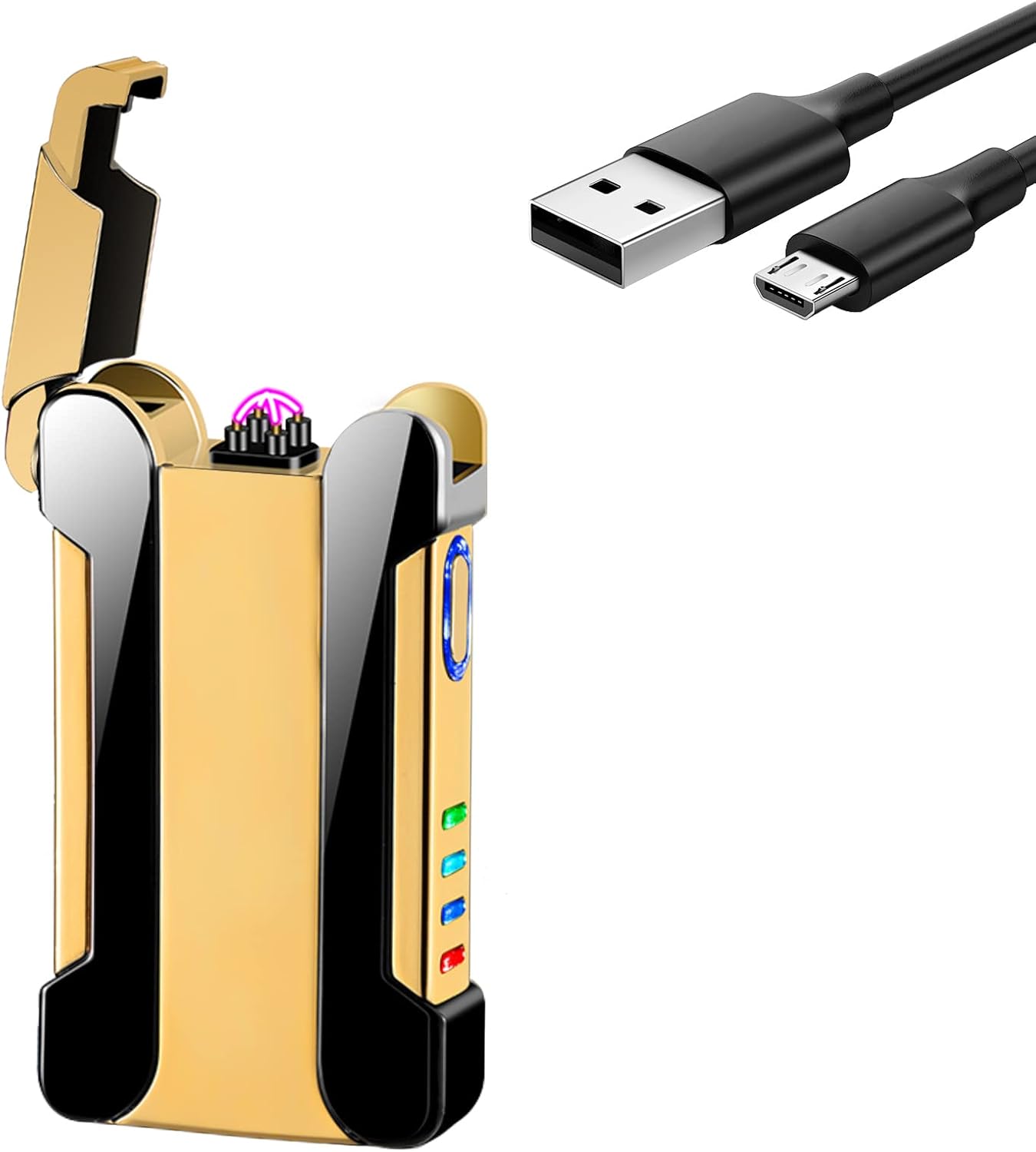 YOZWOO Encendedor de plasma de doble arco recargable, encendedor eléctrico USB, encendedor de proyección fría, resistente al viento, encendedor de