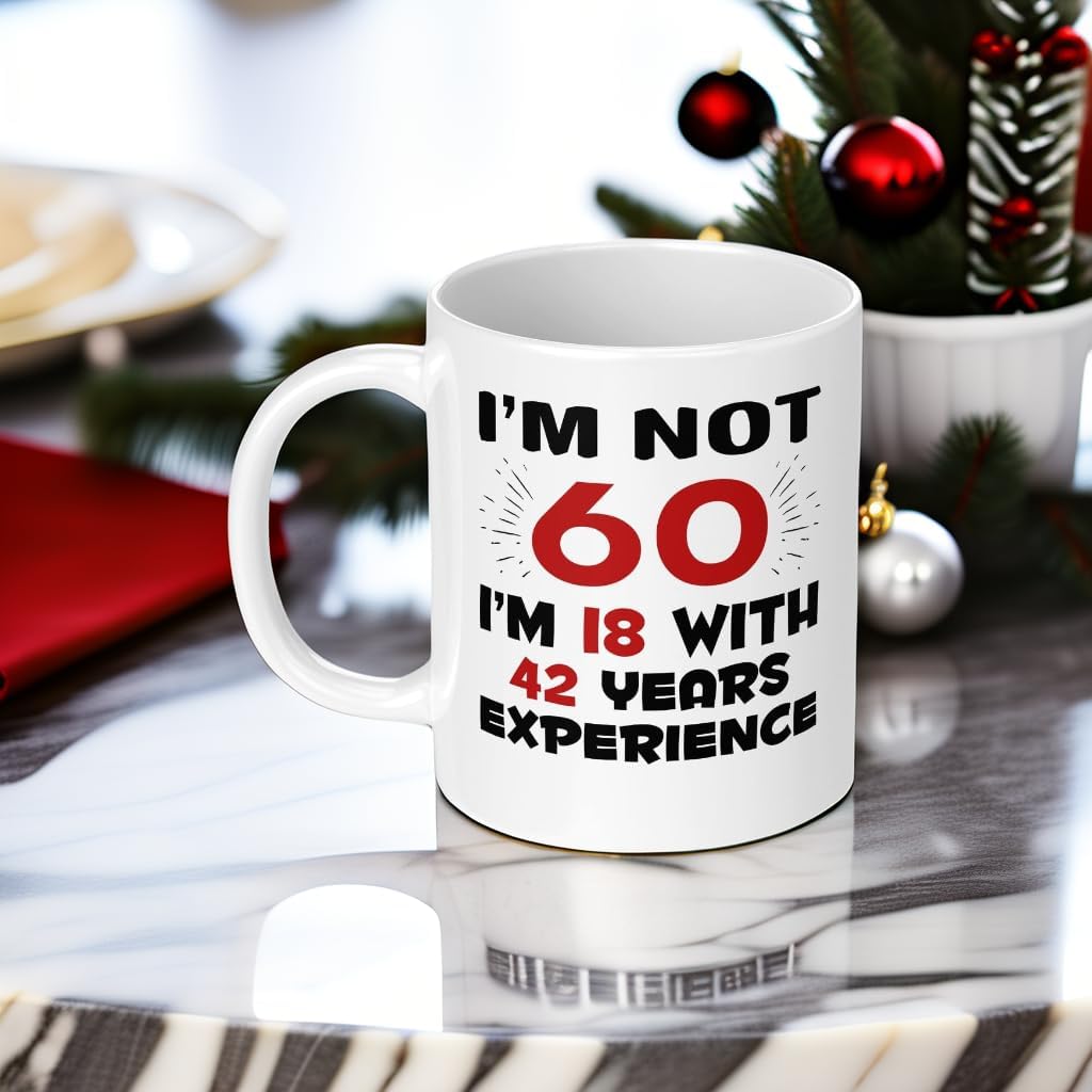 Regalo de feliz cumpleaños 60 de 11 onzas, taza de café divertida para cumpleaños, taza de cerámica para papá, mamá, abuelo, abuela, tío, tía,