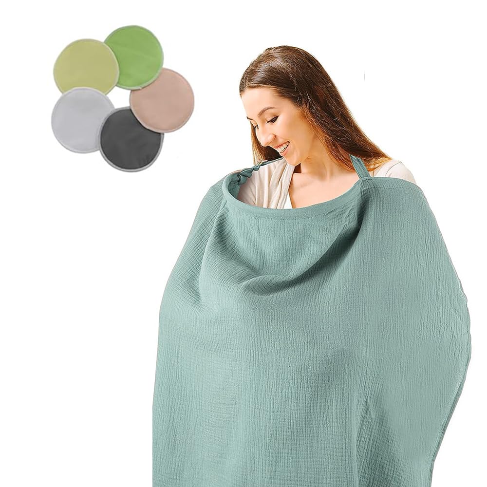 RUIYUE Funda de lactancia de muselina transpirable  100% algodón  Cobertura completa para lactancia materna del bebé  Delantal multiusos y toldo