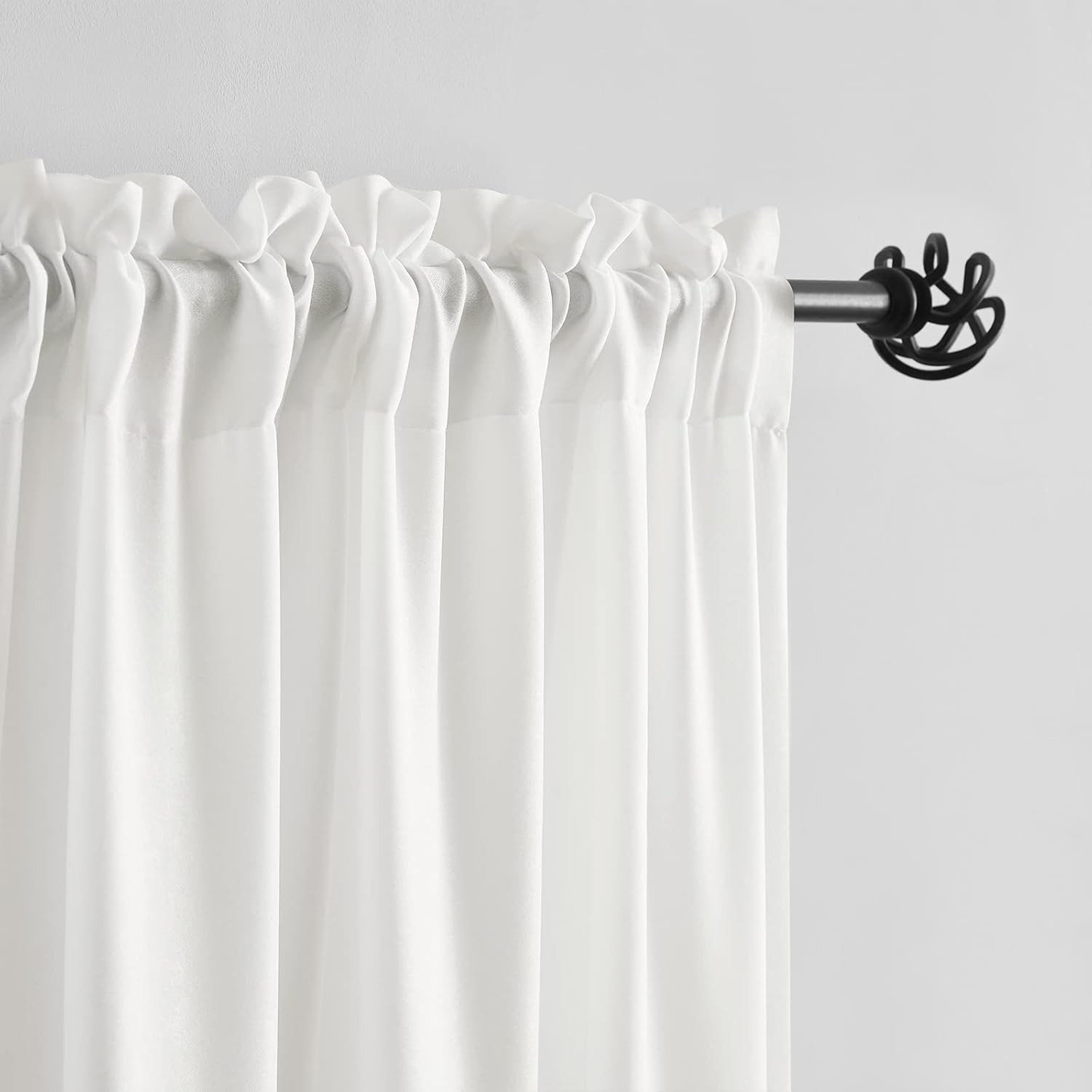 Melodieux Cortinas semitransparentes de terciopelo marfil de 63 pulgadas de largo para dormitorio, sala de estar, textura de algodón natural,